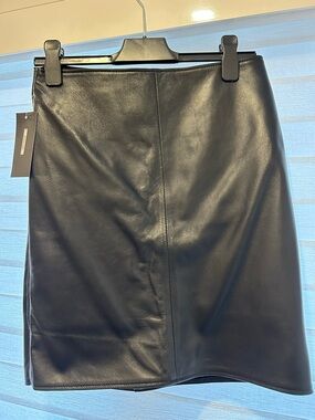 Classic Black Genuine Leather Mini Skirt
